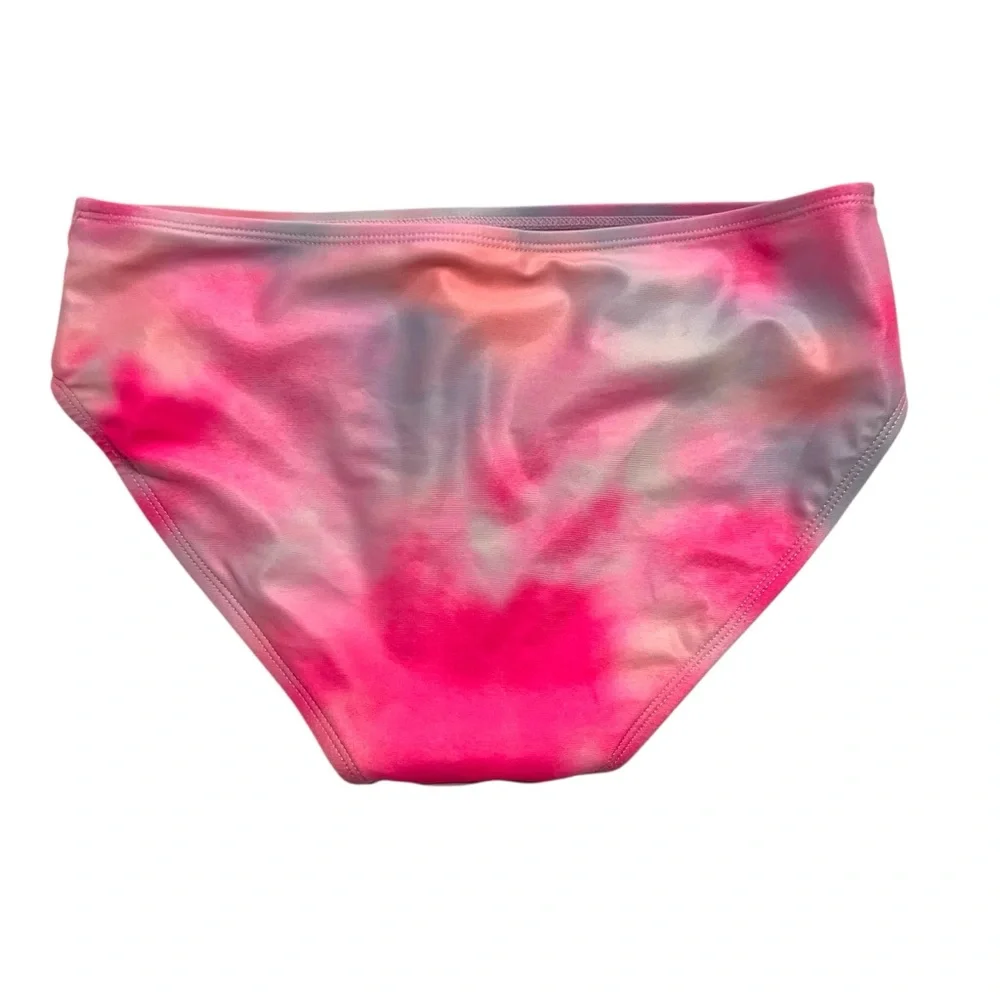 Justice Girls L (12/14) Pink Tie Dye Ruffle Tankini Swimsuit